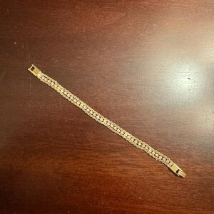 Vintage Signed Yechang Gold Tone
Black & Rhinestone Tennis
Bracelet